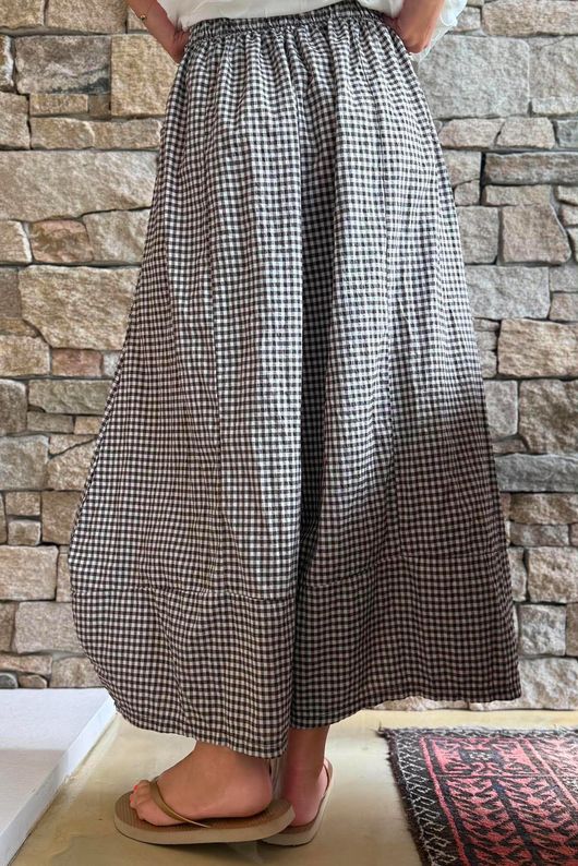 Arbi Gingham Pocket Culotte Pant Chocolate